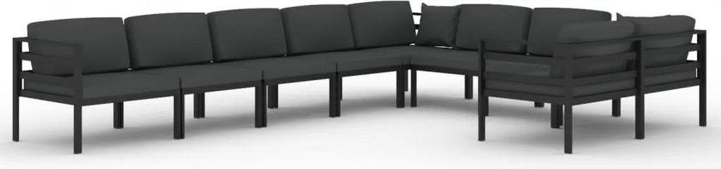 vidaXL Set mobilier de grădină cu perne, 9 piese, antracit, aluminiu