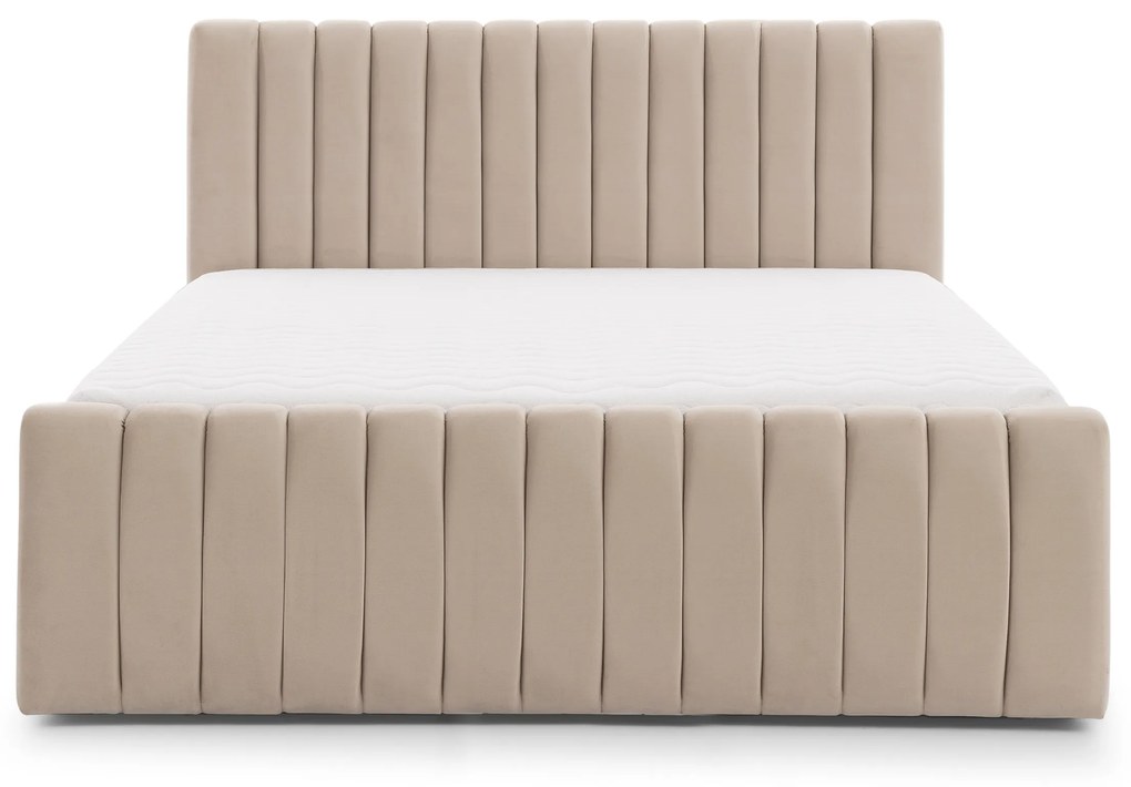 Pat tapițat cu ladă de depozitare Livani 160x200 - velur bej Velluto 2