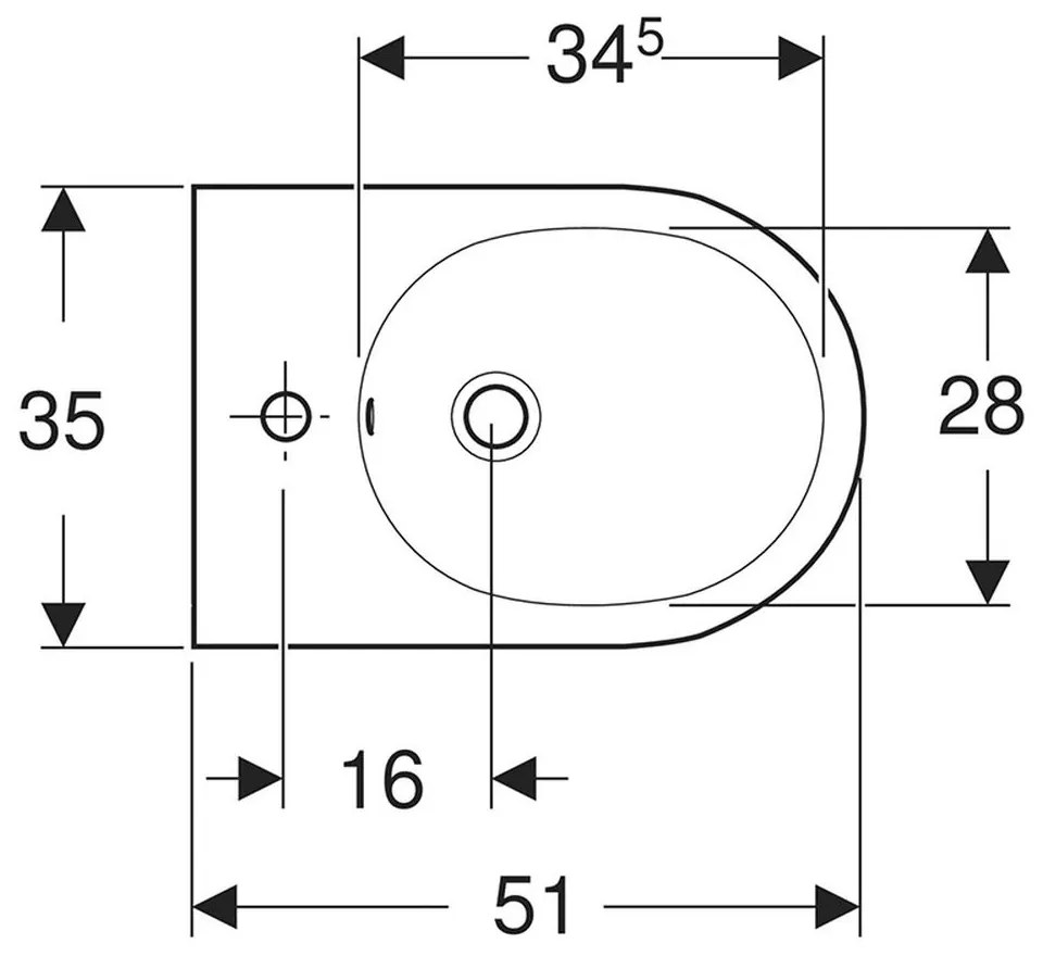 Bideu suspendat 510x350x290 mm, alb