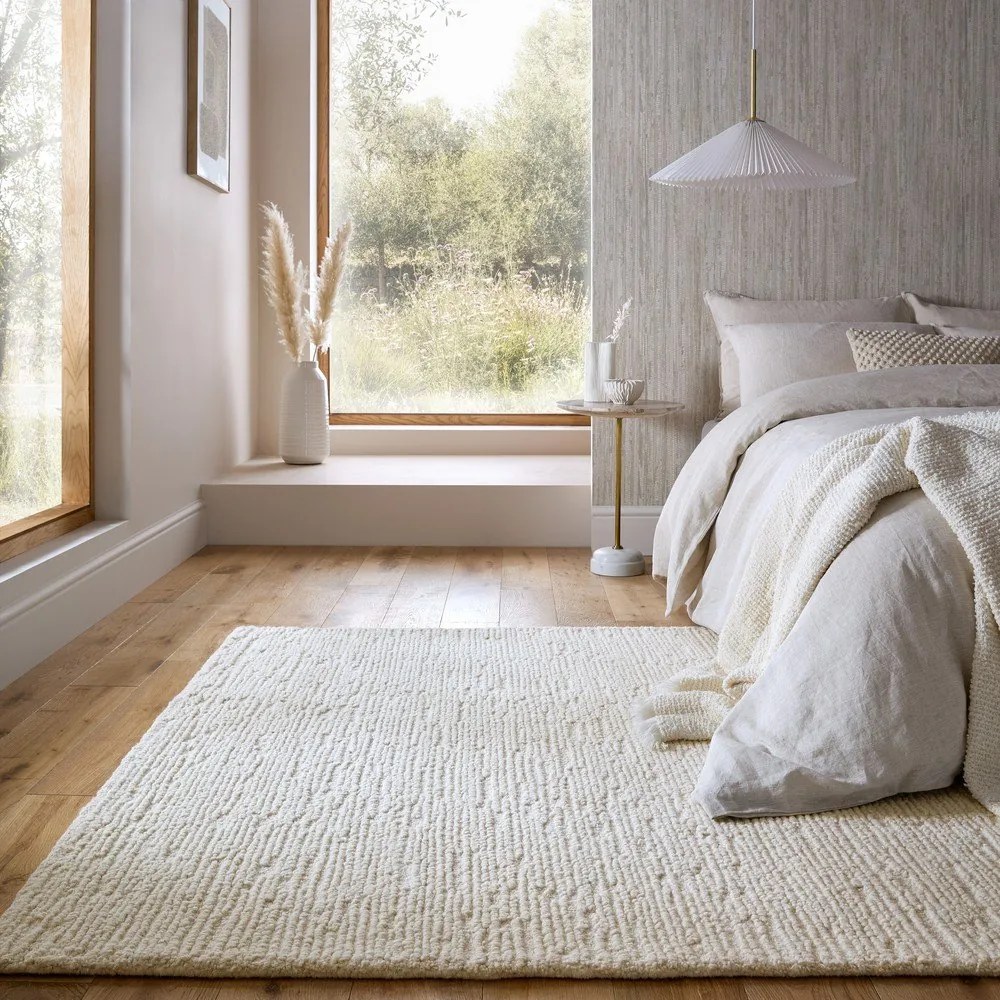 Covor fildeș țesut manual din lână 120x170 cm Harris Boucle – Flair Rugs