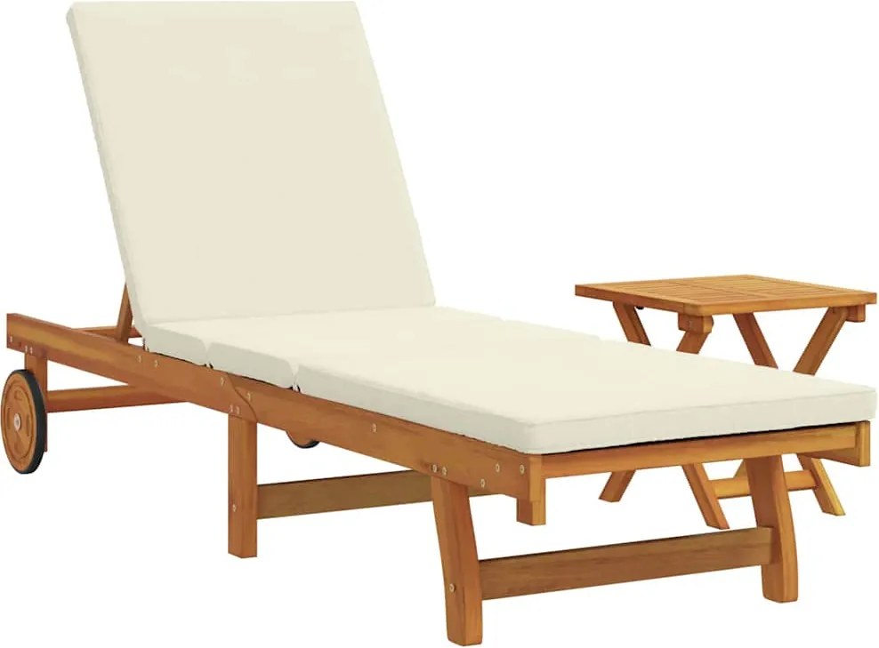 vidaXL Șezlong 1-persoană 2 pcs Maro Lemn Solid de Acacia