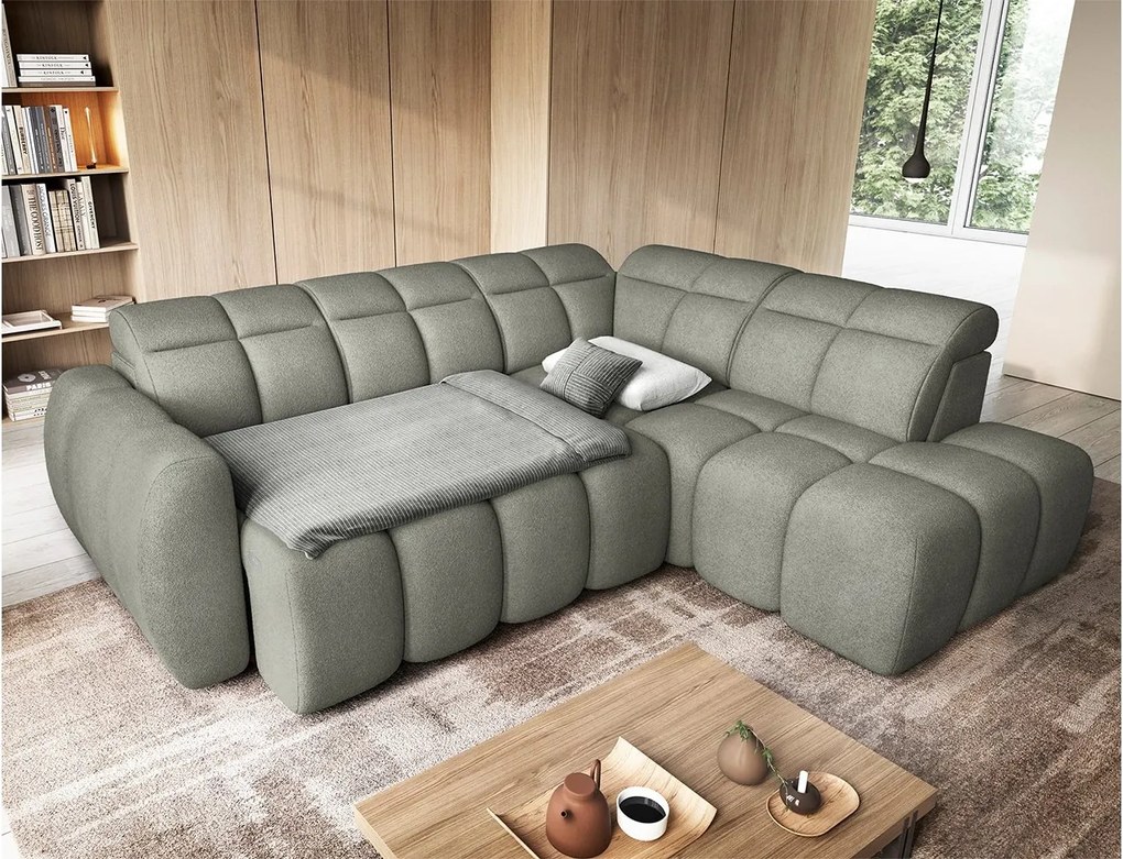 Colțar lemn masiv Extensibil Falcon 258x208cm Ladă Depozitare Personalizabil Electric - Royal 18, Stânga