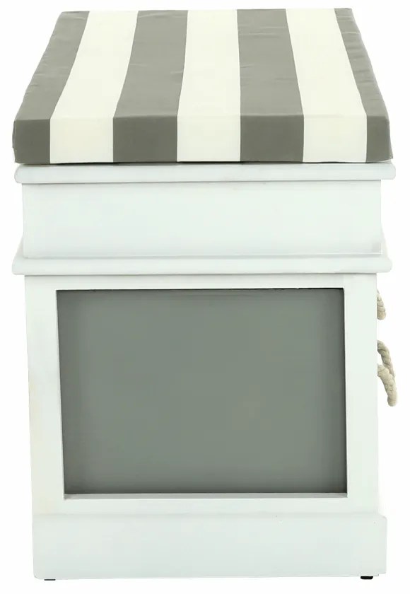 Bancă cu pernă, 2 sertare, alb/gri, SEAT BENCH 2 NEW