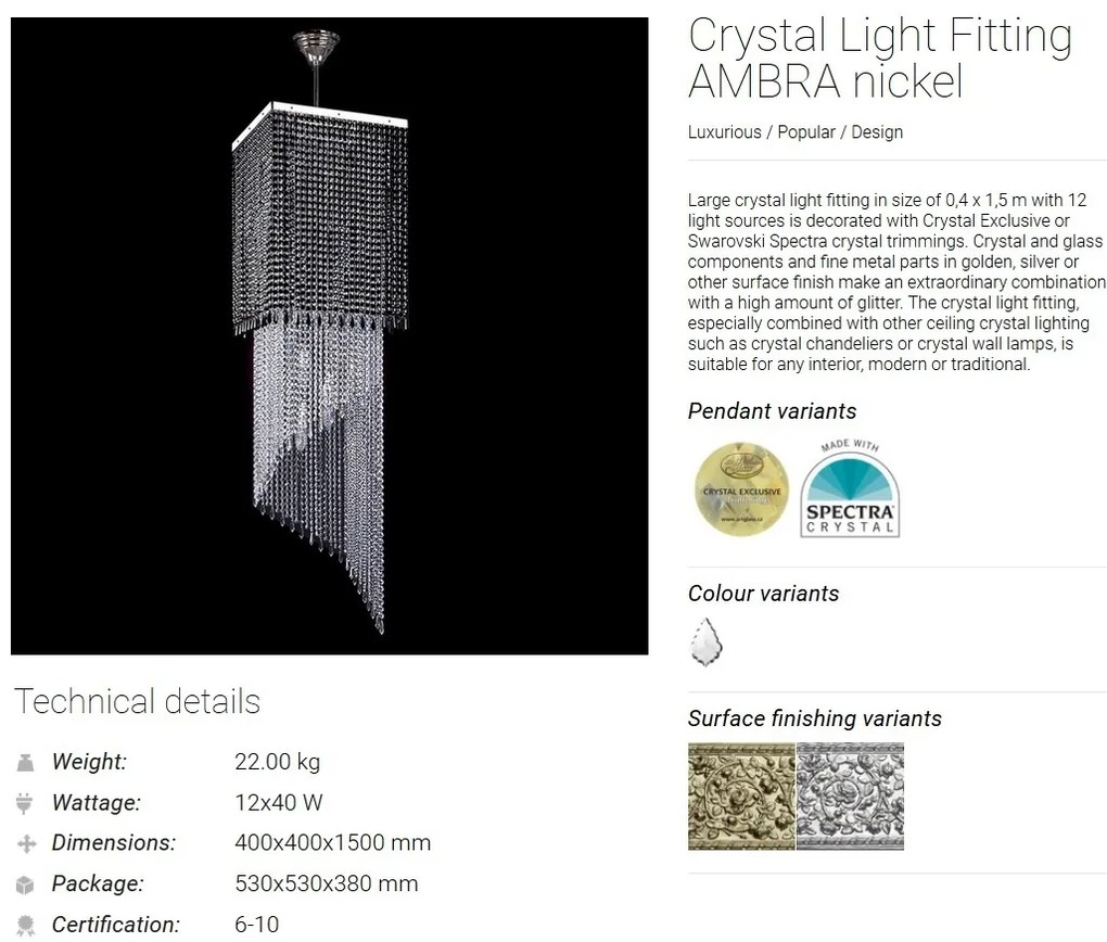 Lustra design LUX Cristal Bohemia Exclusive AMBRA