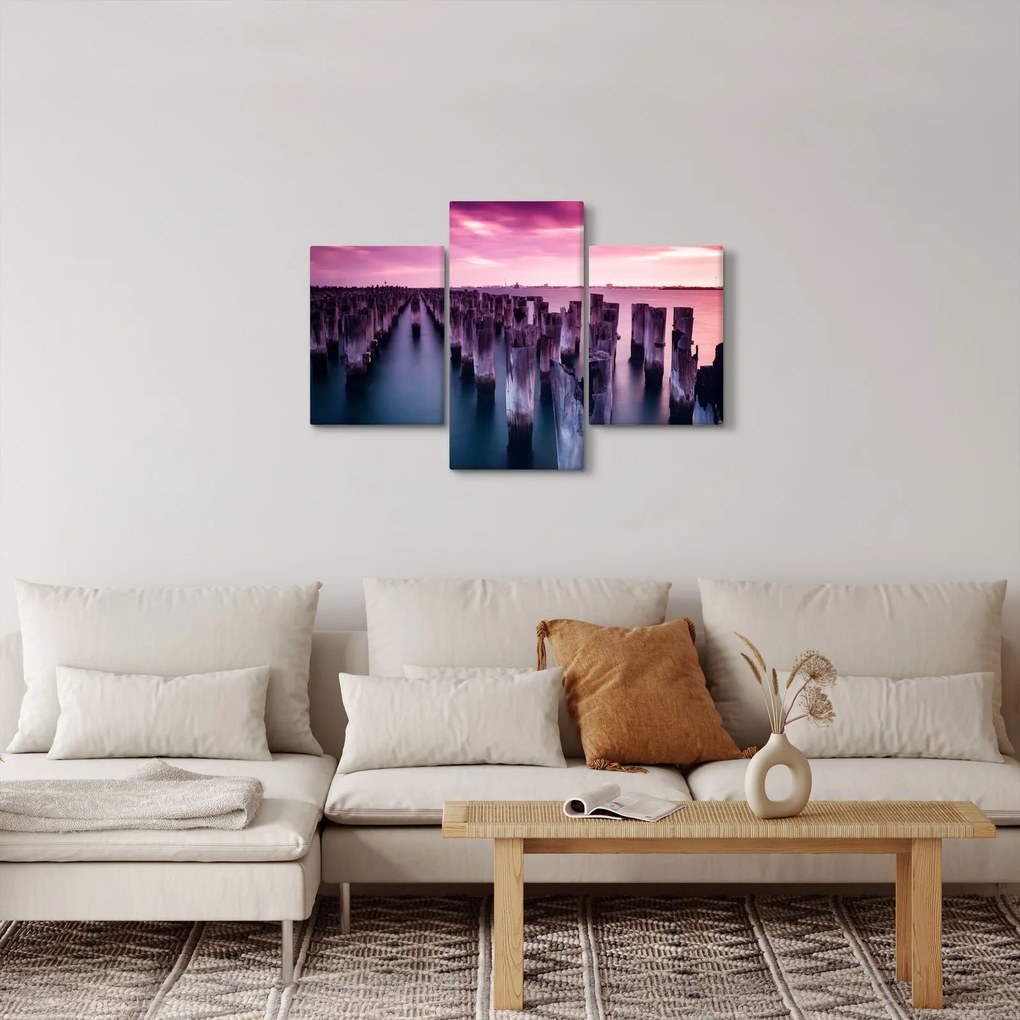 Tablou cu pari din lemn (90x60 cm)