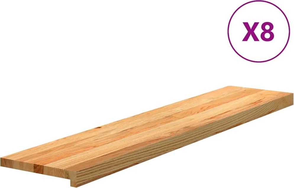 vidaXL Trepte de scară 8 buc maro deschis lemn masiv de stejar