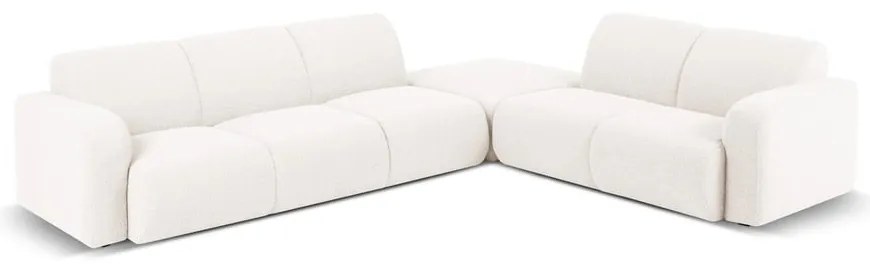 Colțar alb cu tapițerie din stofă bouclé (colț dreapta) Molino – Micadoni Home