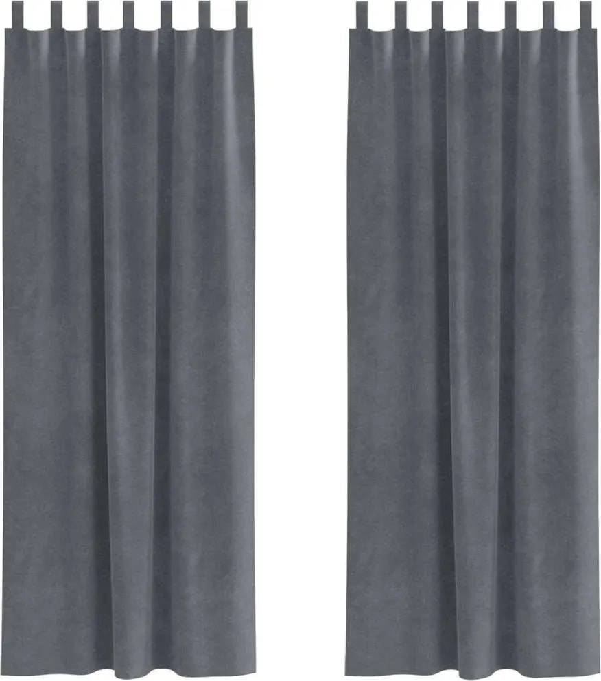 vidaXL Perdele opace 2 pcs Gri deschis 140 x 245 cm Catifea