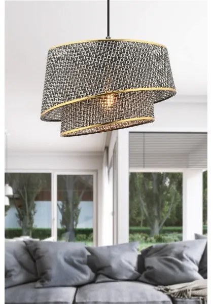 Lustră pe cablu BARETTE 1xE27/60W/230V gri/auriu