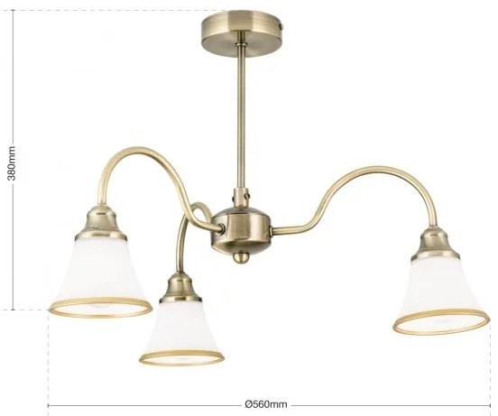 Candelabru stil clasic cu 3 brate Maja DLU 1700/3 Patina OR