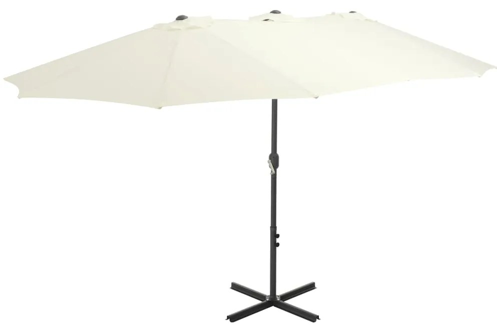 vidaXL Umbrelă soare exterior, stâlp aluminiu, nisipiu, 460 x 270 cm