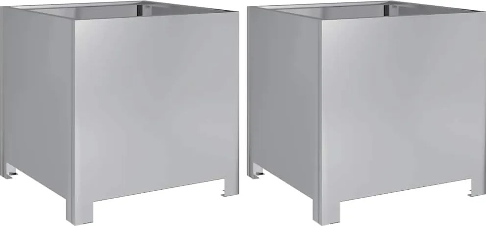 vidaXL Jardiniere grădină, 2 buc., 40x40x40 cm, oțel galvanizat