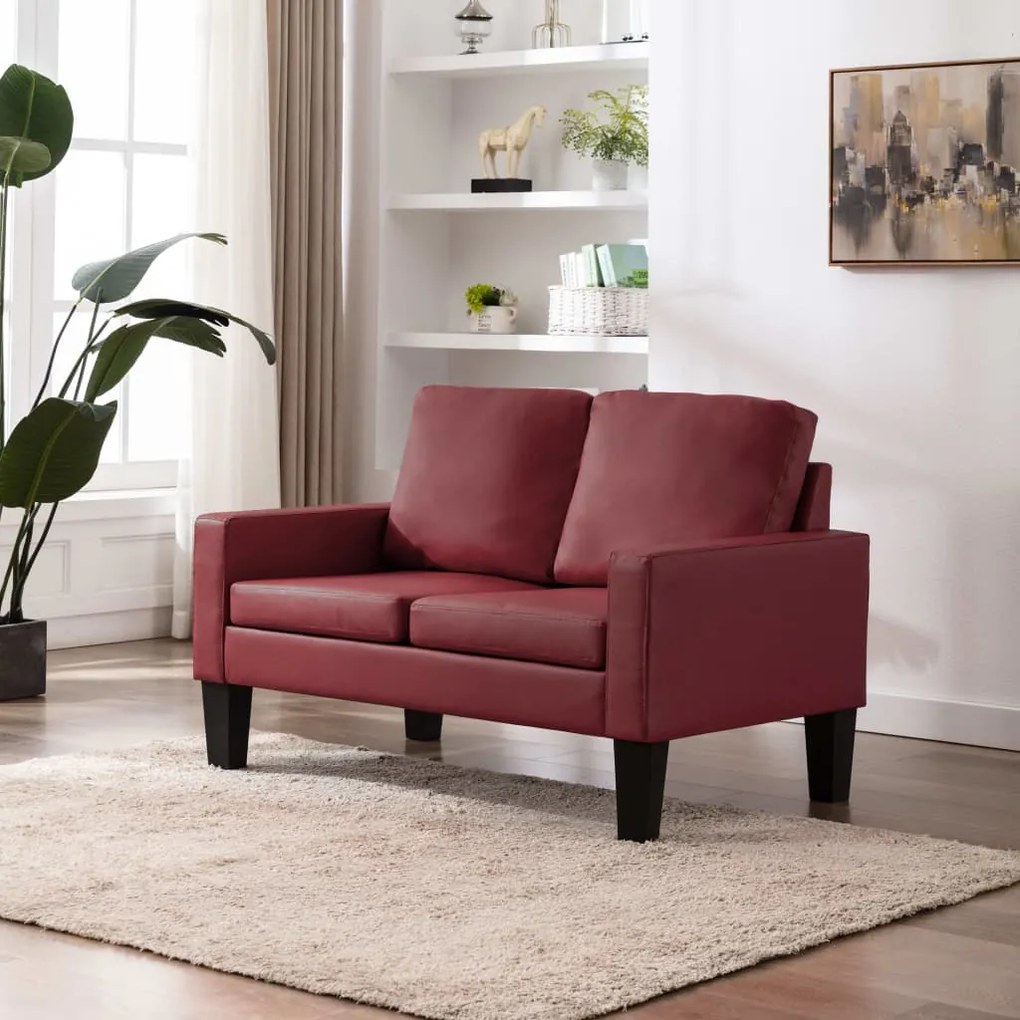 288755 vidaXL Canapea cu 2 locuri, roșu vin, piele ecologică