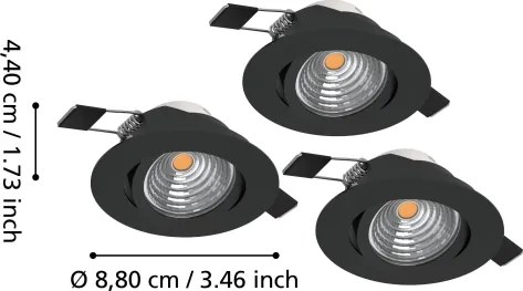 Eglo 902281 – Set 3× LED SALICETO, plafonieră dimabilă, 6,4W, 230V, Ø8,8 cm, negru