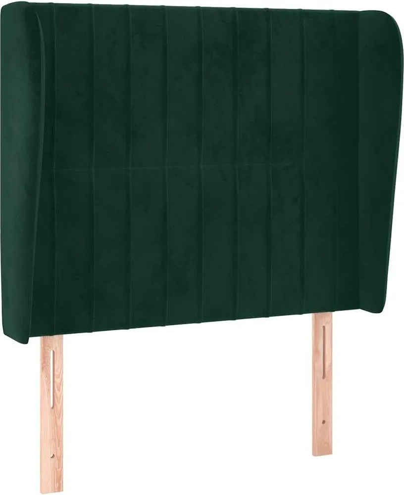 vidaXL Tăblie pat cu aripioare verde închis 103x23x118/128 cm catifea