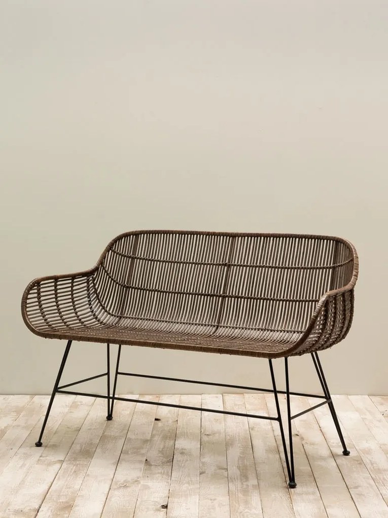 Bancheta natur, din rattan, Cappuccino