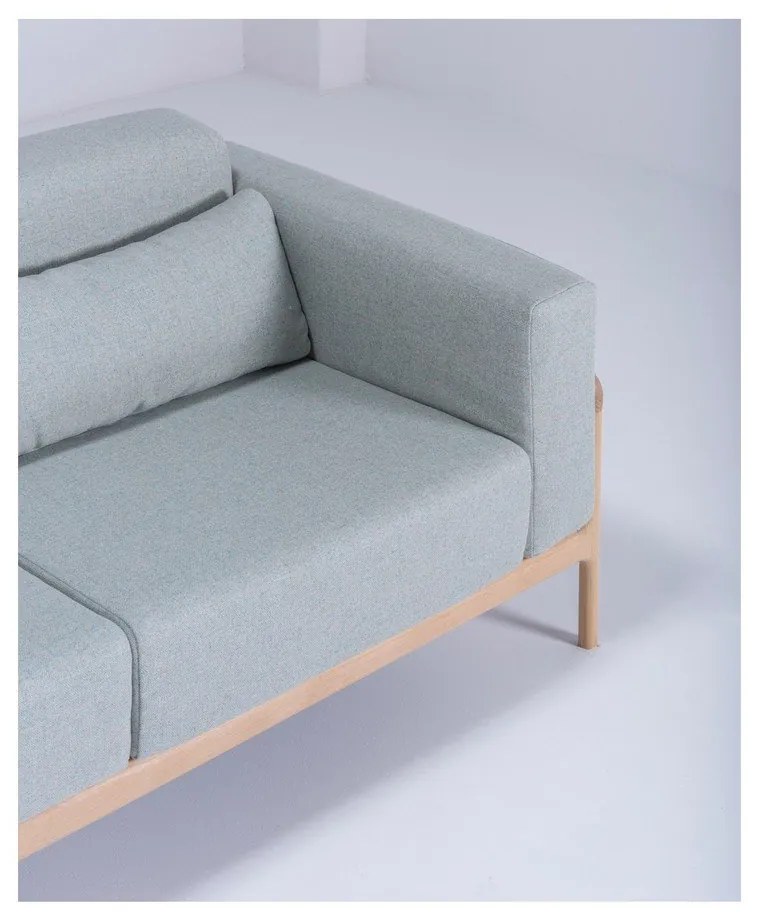 Canapea cu structură din lemn de stejar Gazzda Fawn, 180 cm, albastru - gri