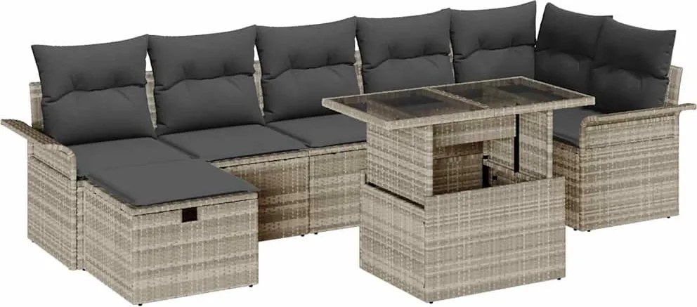 vidaXL Set de canapele pentru grădină 8 pcs Gri deschis Rattan poli