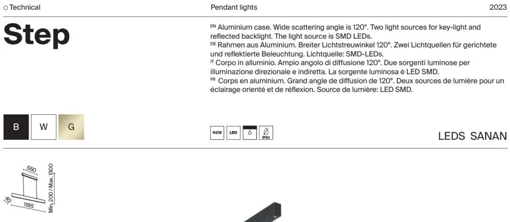 Lustra LED suspendata design modern Step auriu