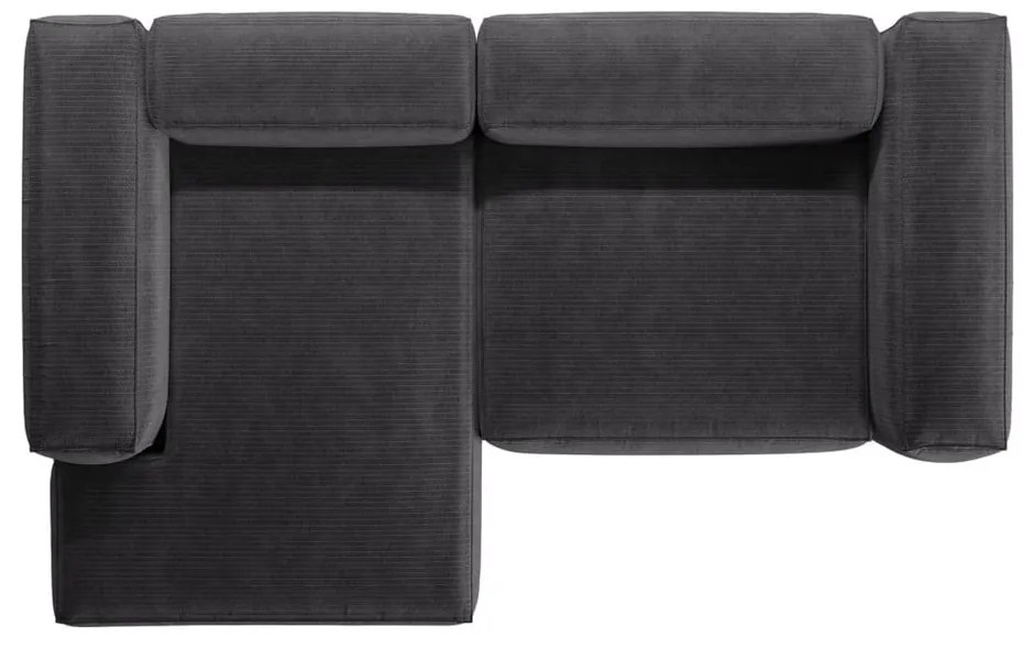 Colțar gri închis cu tapițerie din catifea reiată (cu colț pe partea stângă/cu șezlong) Bergamo – Cosmopolitan Design