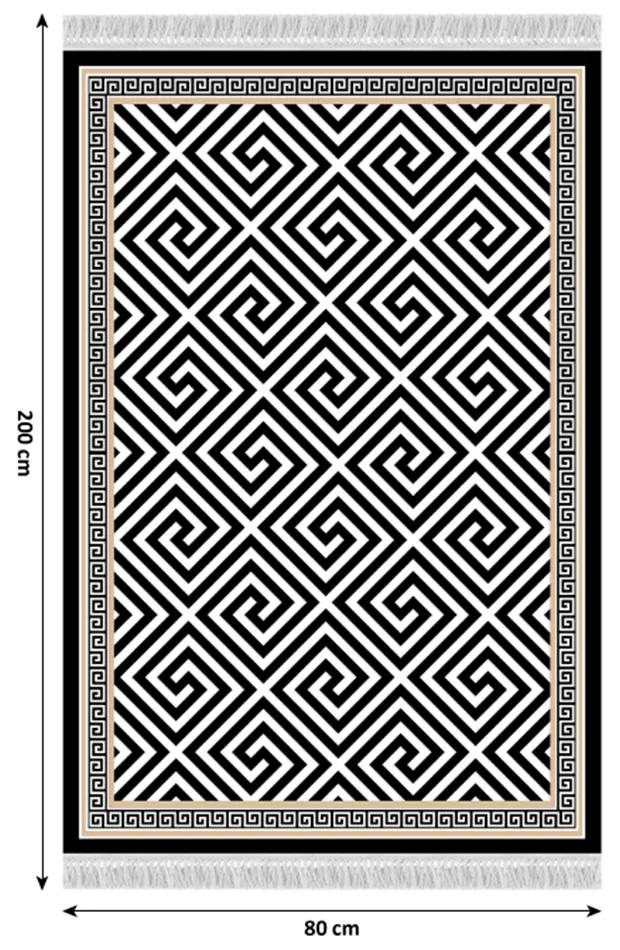 Covor MOTIVE, model negru-alb, 80x200