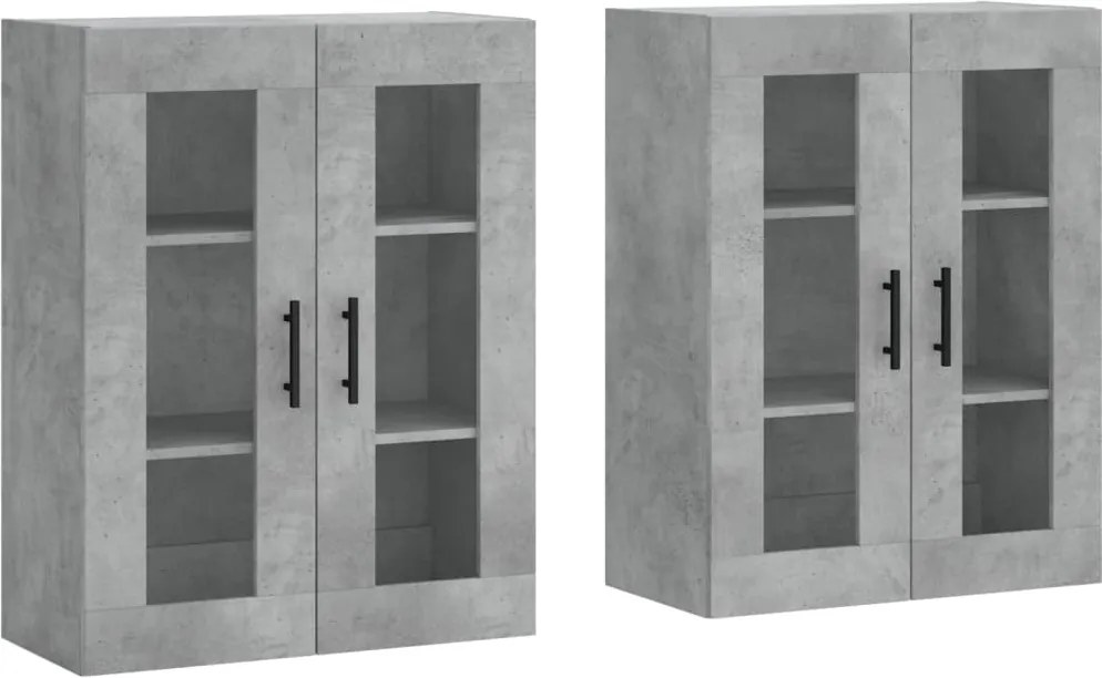 vidaXL Dulapuri de perete, 2 buc., gri beton, lemn prelucrat