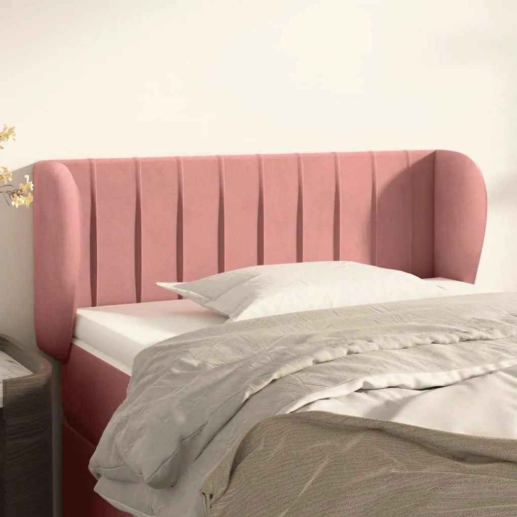 vidaXL Tăblie de pat cu aripioare roz 83x23x78/88 cm catifea