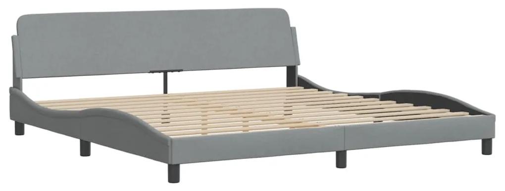 373245 vidaXL Cadru de pat cu tăblie, gri deschis, 200x200 cm, textil