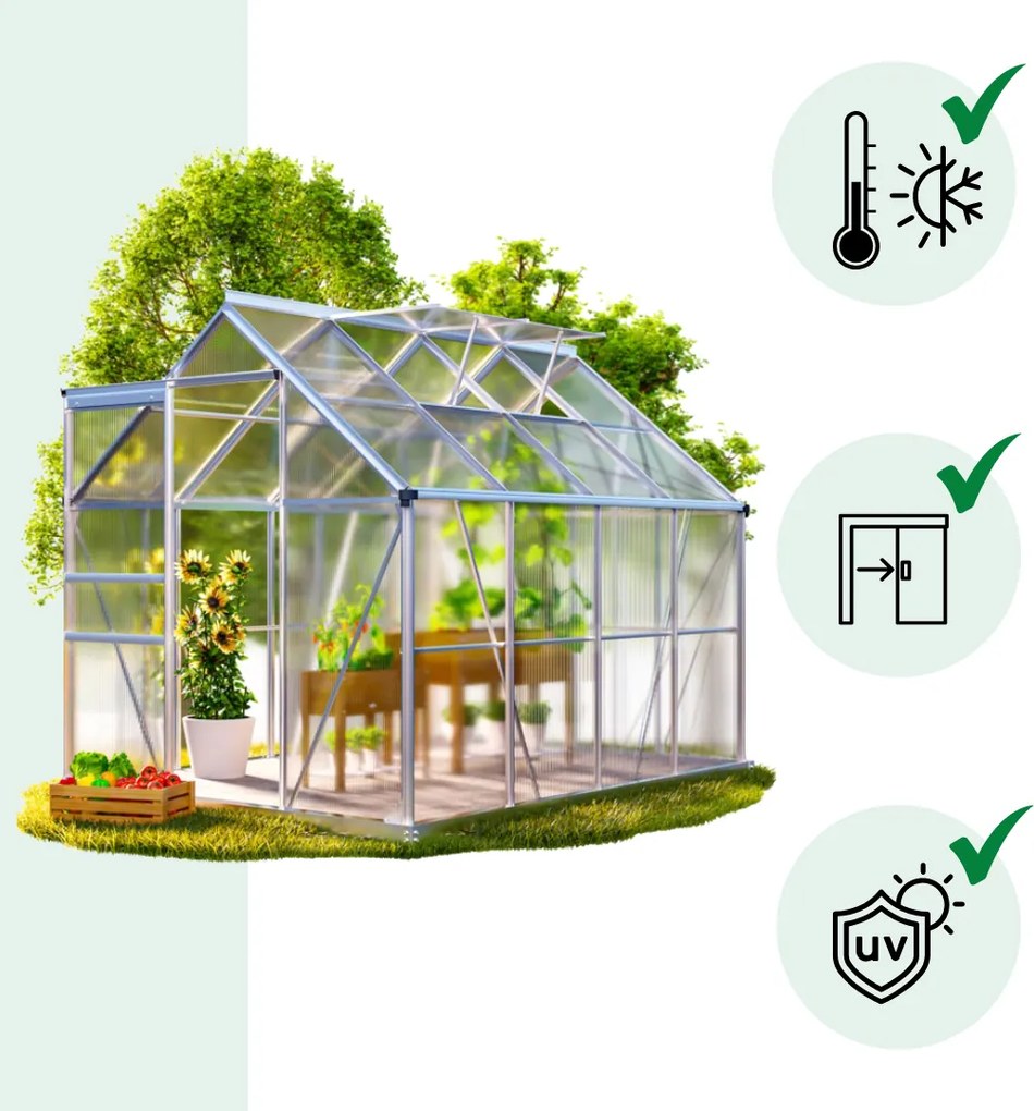 Sera de grădină din policarbonat cu bază M4, 250x190x195cm, transparent Gardebruk