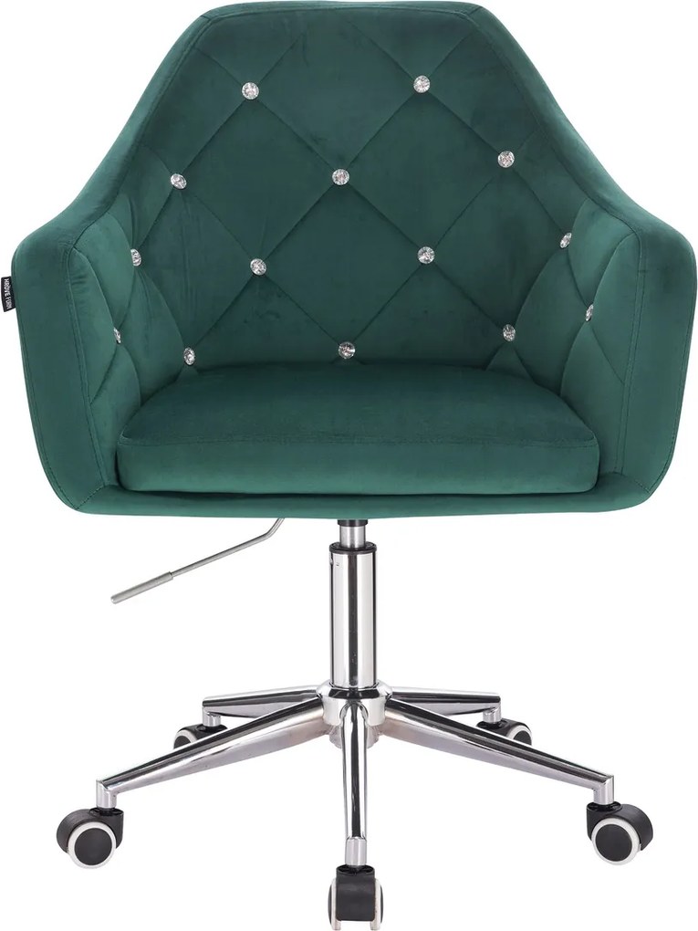 HR830CK Scaun Verde Catifea cu Bază Cromata