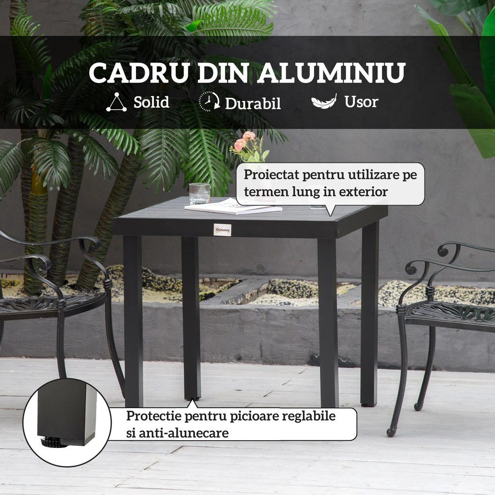 Outsunny Aluminum Outdoor Patio Dining Table for 4 for Garden Lawn Backyard, Natural | Aosom Romania