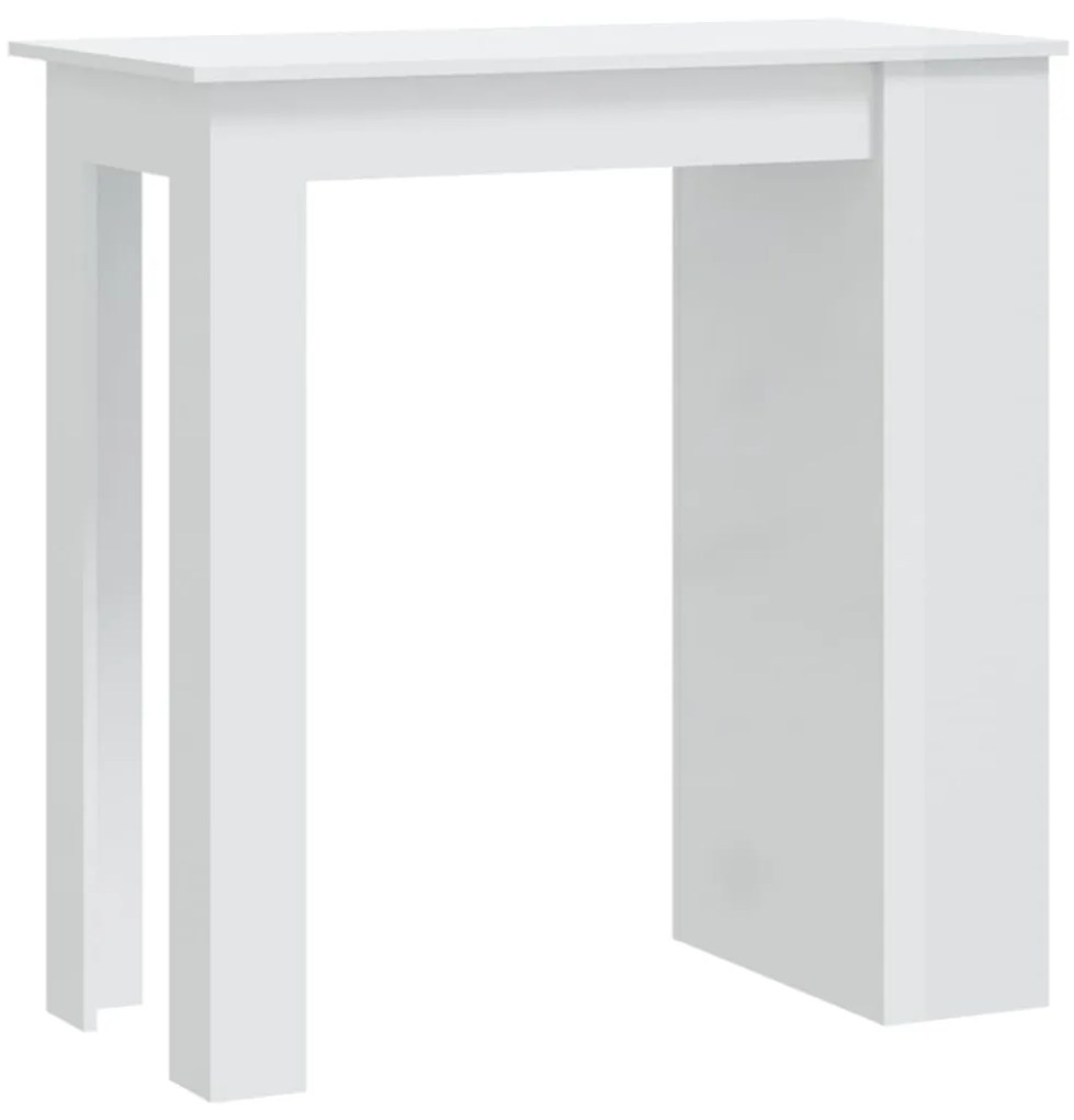 809473 vidaXL Masă de bar cu raft depozitare alb extralucios 102x50x103,5 cm