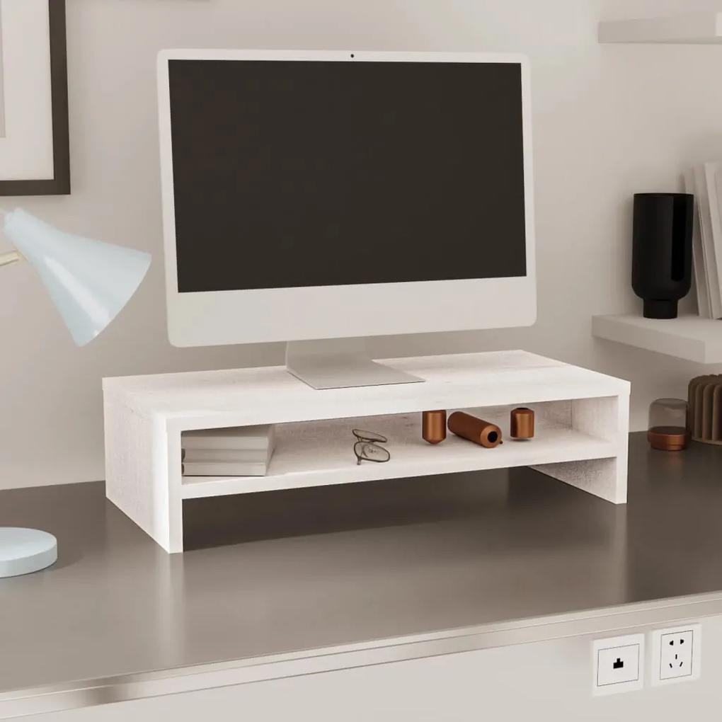 Stand pentru monitor, alb, 50x24x13 cm, lemn masiv de pin 1, Alb