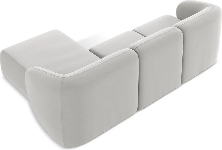 Colțar gri deschis cu tapițerie din catifea (cu colț pe partea dreaptă/cu șezlong) Lani – Makamii