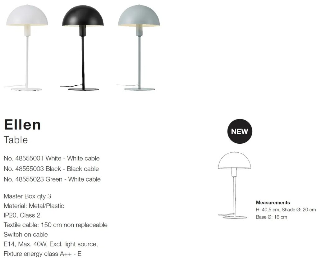 Veioza / Lampa scandinava design nordic Ellen verde 48555023 NL
