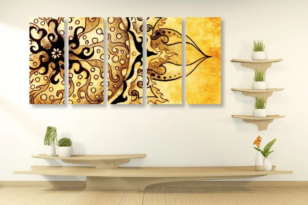 Tablou 5-piese Mandala cu atingere vintage