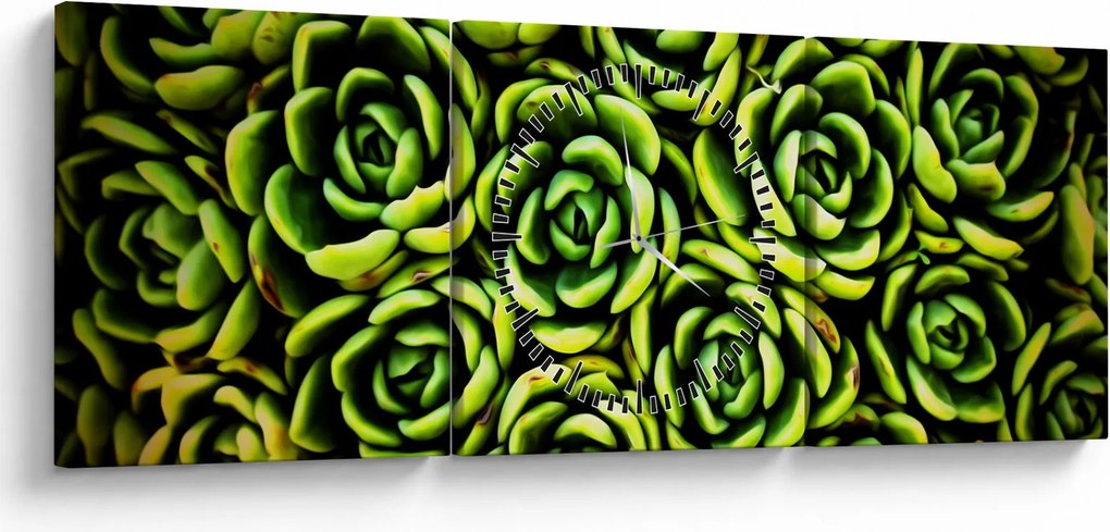 Tablou cu flori de piatră (cu ceas) (90x30 cm)