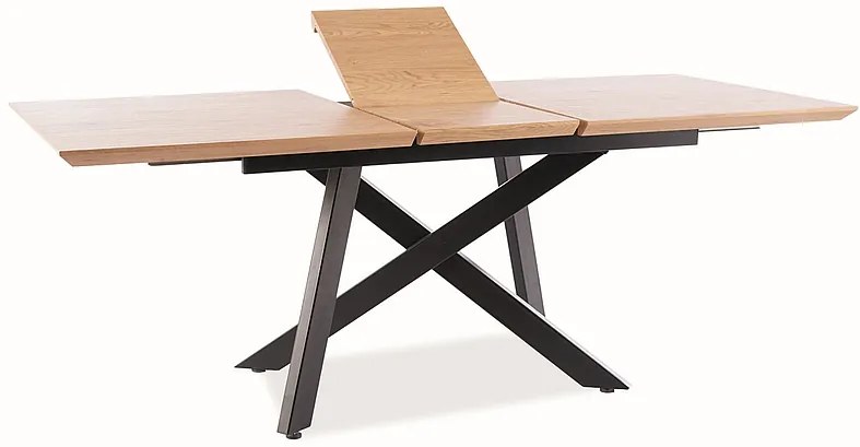 Masă de sufragerie extensibilă 160-220 cm Carlos (stejar + negru) (pentru 8 și mai multe persoane). 1050005