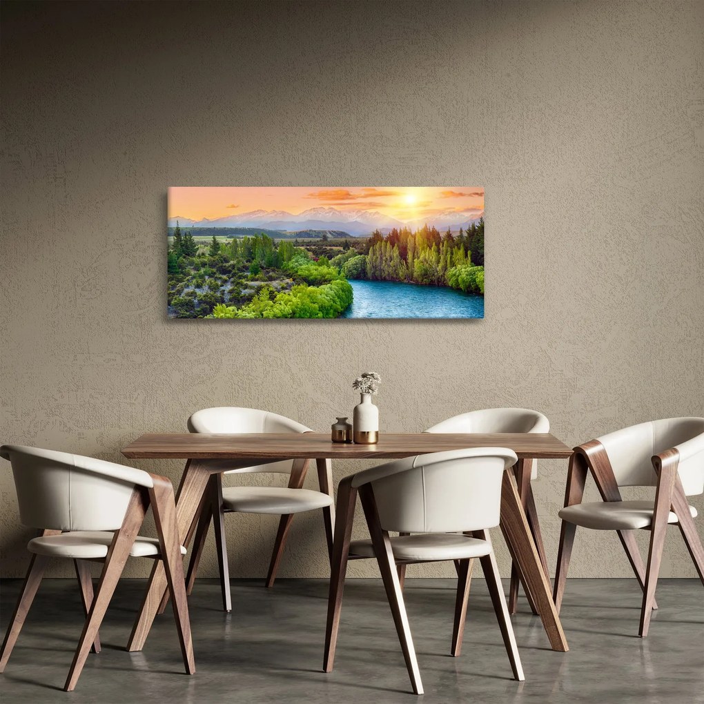 Tablou - Pădure peisaj montan (120x50 cm)