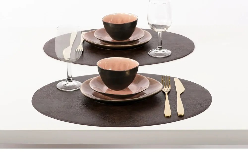 Suport farfurie din imitație de piele ZicZac Troja, 33 x 45 cm, maro închis