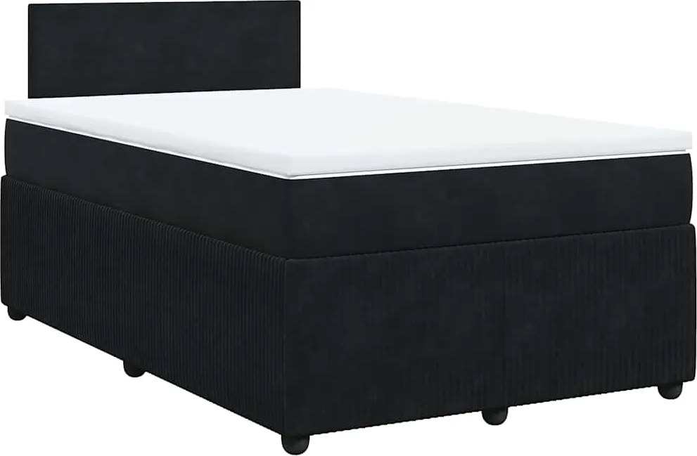 vidaXL Pat box spring cu saltea, negru, 120x190 cm, catifea