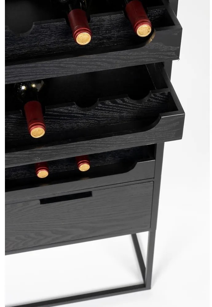 Dulap vinotecă din ratan negru pentru 16 sticle, 80x175 cm Guuji - White Label