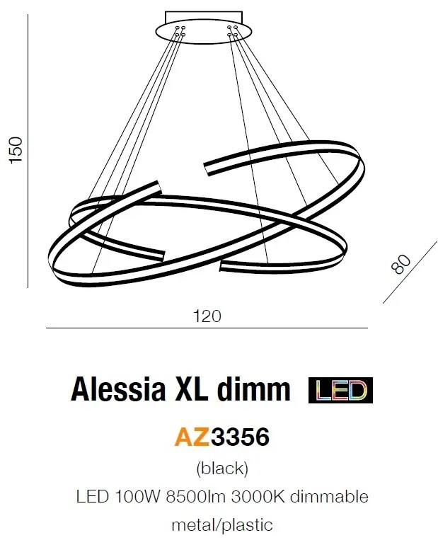 Lustra LED dimabila, design modern Alessia XL DIMM, 120cm ZZ AZ3356