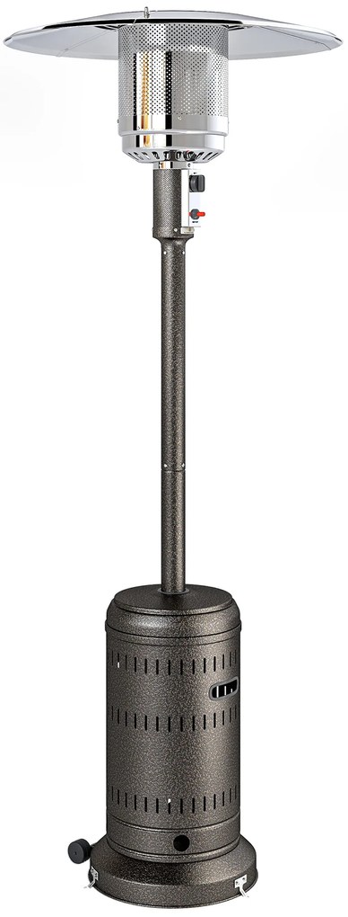 Outsunny Încălzitor de Exterior de 11 KW Reglabil, cu Roți 82 x 82 x 223 cm, Maro Închis | Aosom Romania