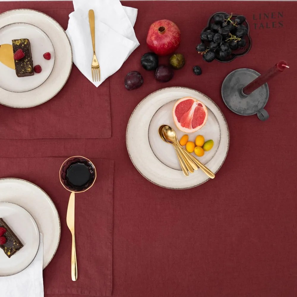 Față de masă din in 140x140 cm Marsala – Linen Tales