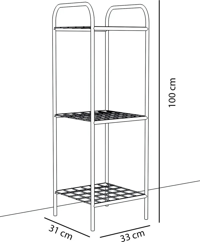 Etajera metal pentru flori 3 rafturi Decor Homs 33 x 100 x 31 cm, negru