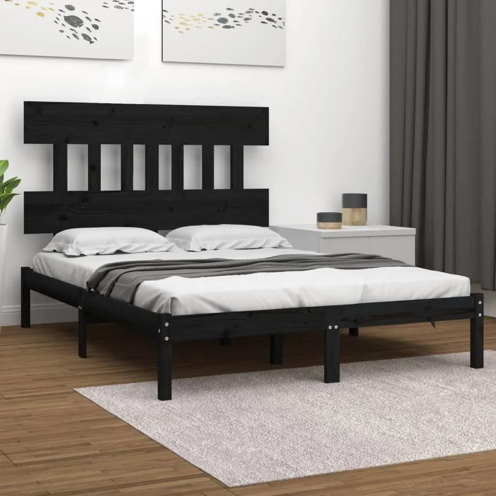3104757 vidaXL Cadru de pat Super King, negru, 180x200 cm, lemn masiv