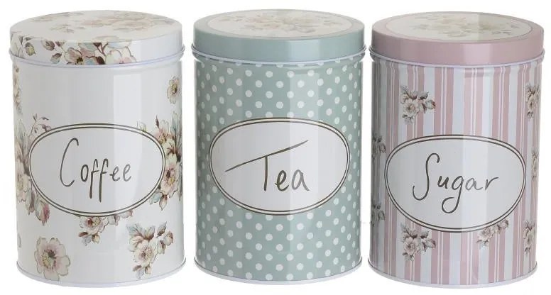 Set 3 cutii depozitare metalice Flowers Romantic