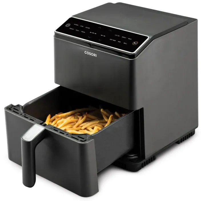 Friteuza cu aer cald Cosori Dual Blaze CAF-P681S, 1700 W, 6,4 L, 12 programe, 360 ThermoIQ, Rezistenta dubla, Negru