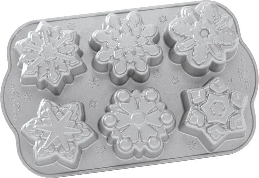 Formă pentru 6 mini prăjituri Nordic Ware Snowflakes, 700 ml
